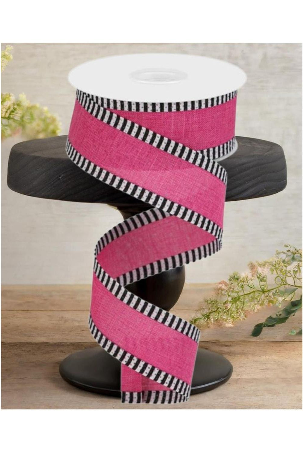 1.5" Royal Burlap Thin Stripe Ribbon: Fuchsia (10 Yards)