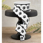Shop For 1.5" Satin Paw Print Ribbon: Black & White (10 Yards)