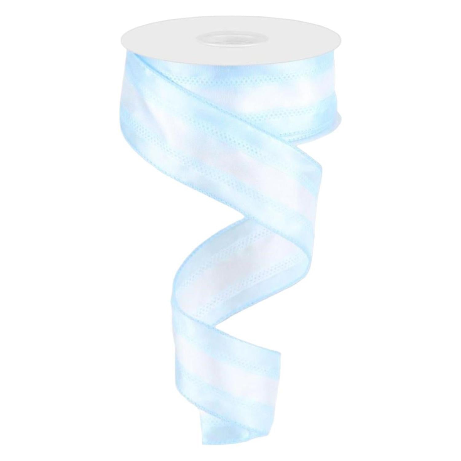 Shop For 1.5" Satin Team Stripe Ribbon: Light Blue & White (10 Yards)