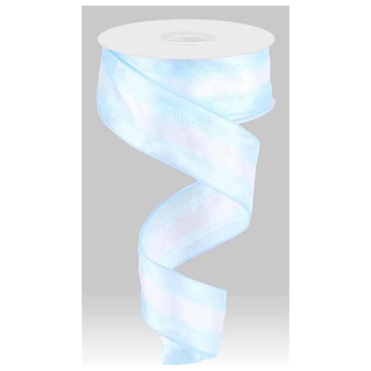 Shop For 1.5" Satin Team Stripe Ribbon: Light Blue & White (10 Yards)