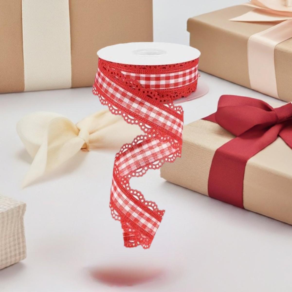 Shop For 1.5" Scalloped Edge Gingham Ribbon: Red (10 Yard) at Michelle's aDOORable Creations