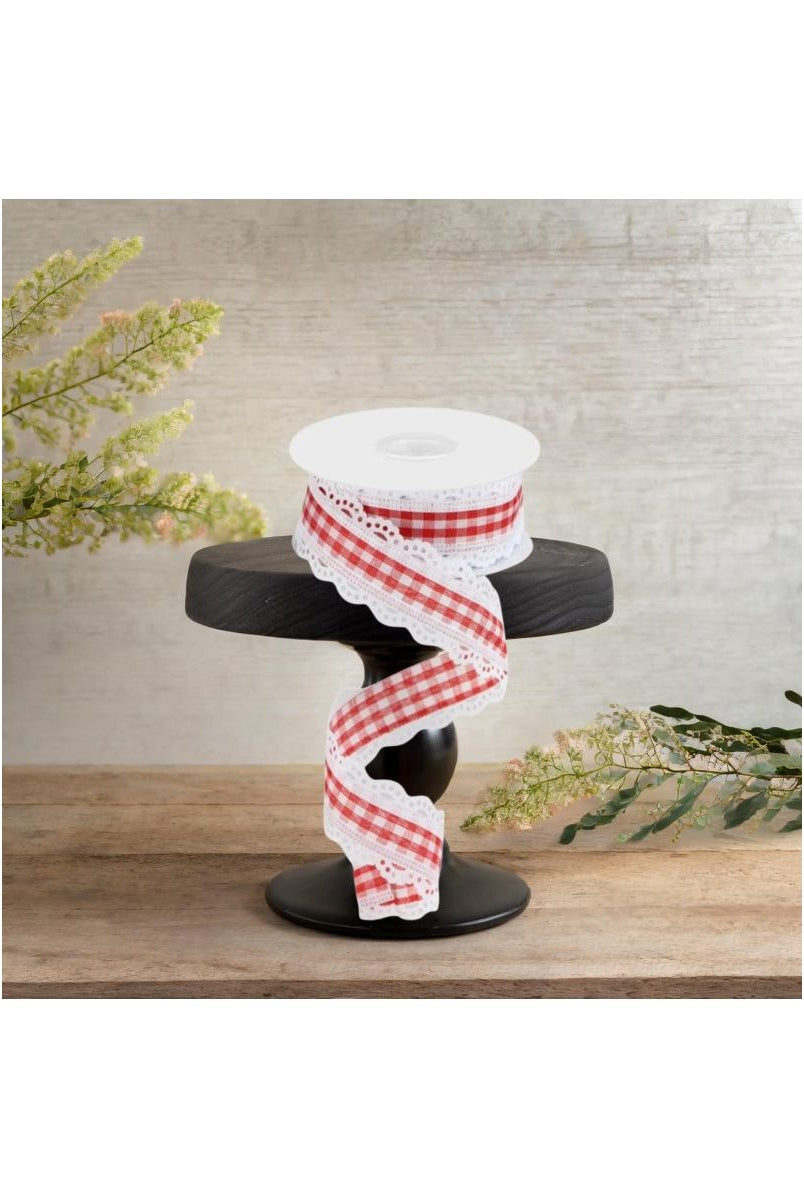 Shop For 1.5" Scalloped Edge Gingham Ribbon: Red & White (10 Yard)