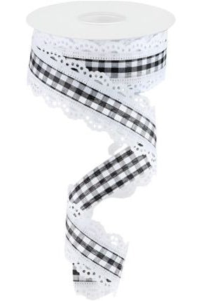 Shop For 1.5" Scalloped Edge Gingham Ribbon: White (10 Yard) at Michelle's aDOORable Creations