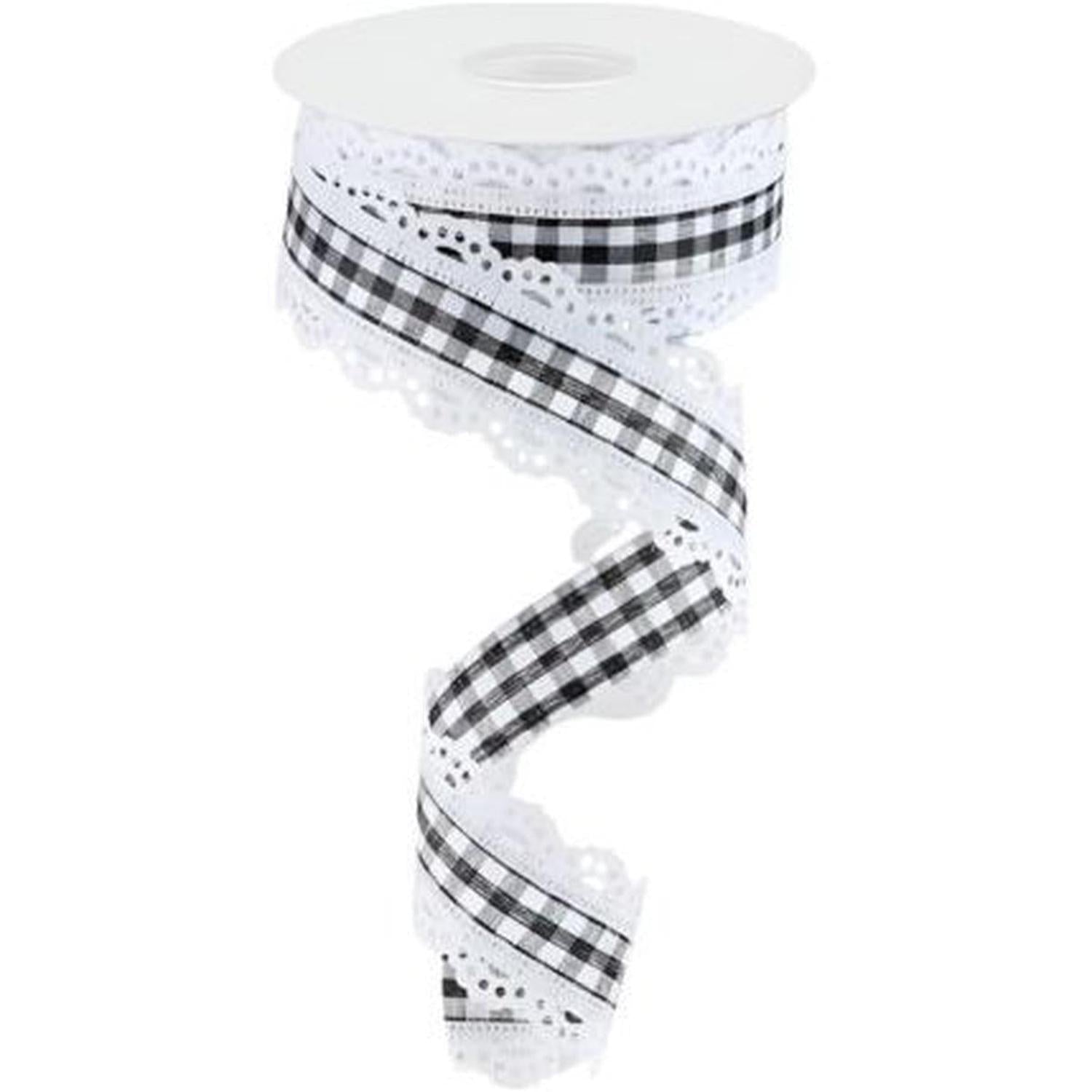 Shop For 1.5" Scalloped Edge Gingham Ribbon: White (10 Yard) at Michelle's aDOORable Creations