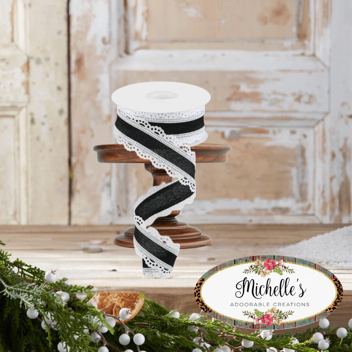 Shop For 1.5" Scalloped Edge Ribbon: Black/White (10 Yard)