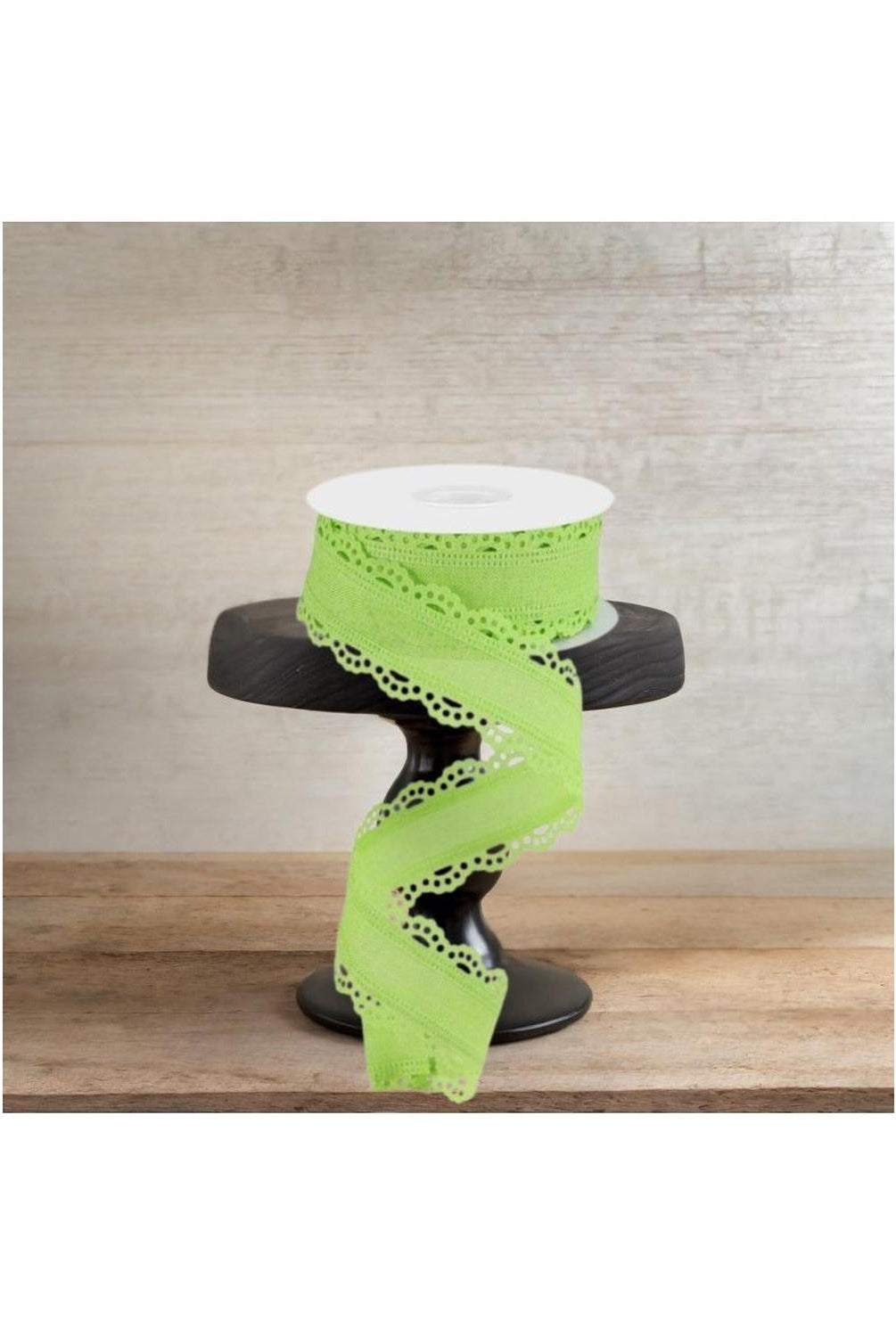 1.5" Scalloped Edge Ribbon: Bright Green (10 Yard)