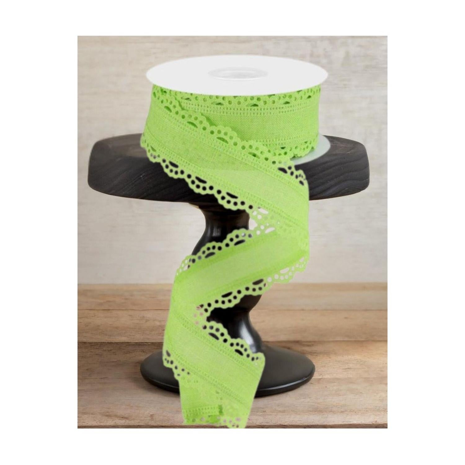 Shop For 1.5" Scalloped Edge Ribbon: Bright Green (10 Yard)