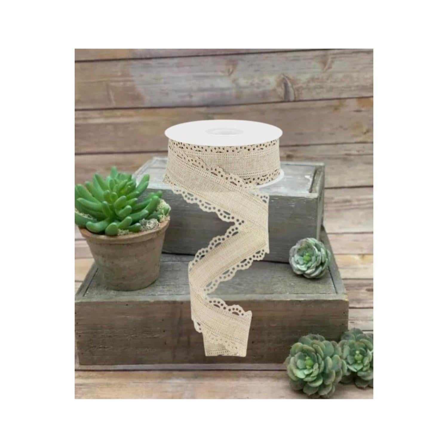 Shop For 1.5" Scalloped Edge Ribbon: Buff (10 Yard)