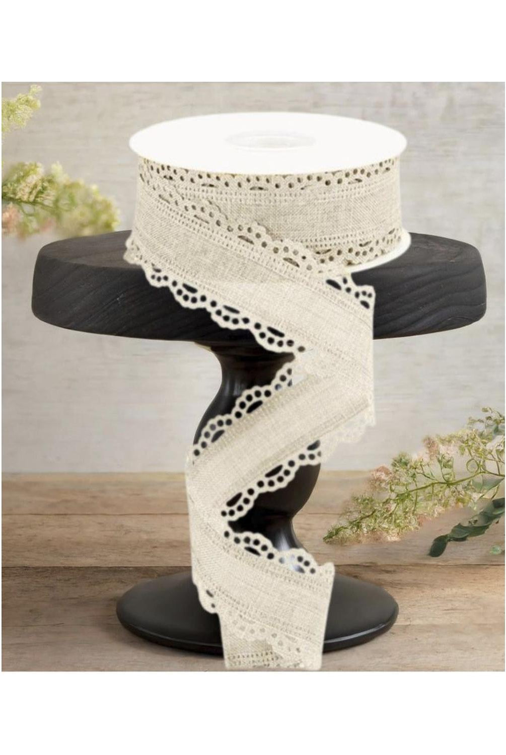 1.5" Scalloped Edge Ribbon: Cream (10 Yard)