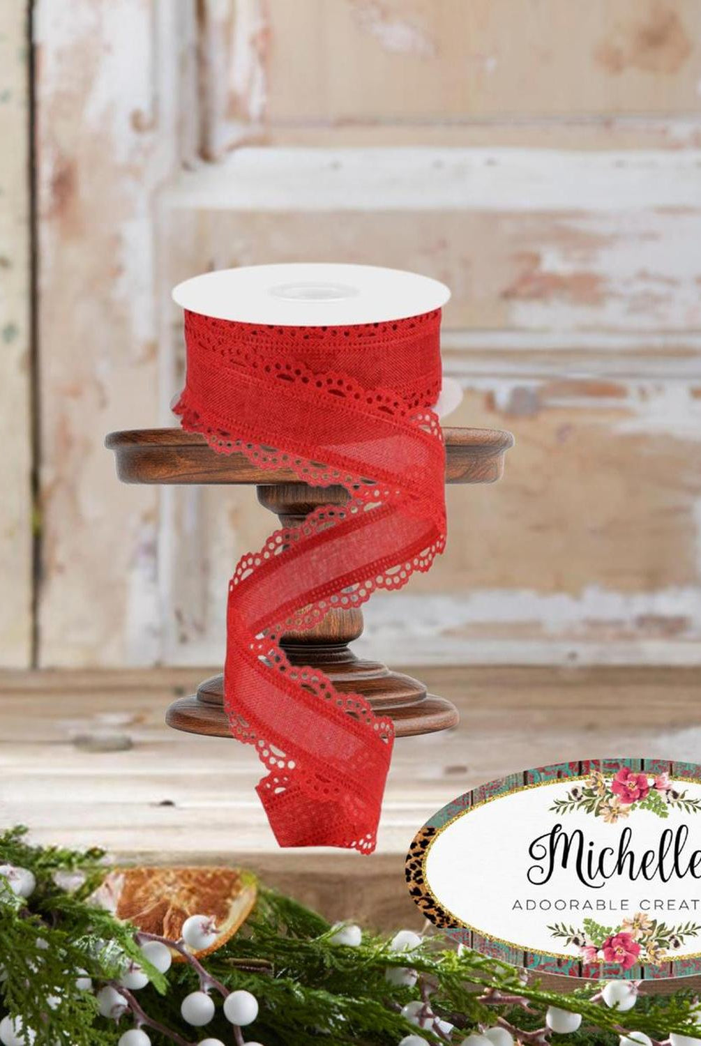 1.5" Scalloped Edge Ribbon: Red (10 Yard)