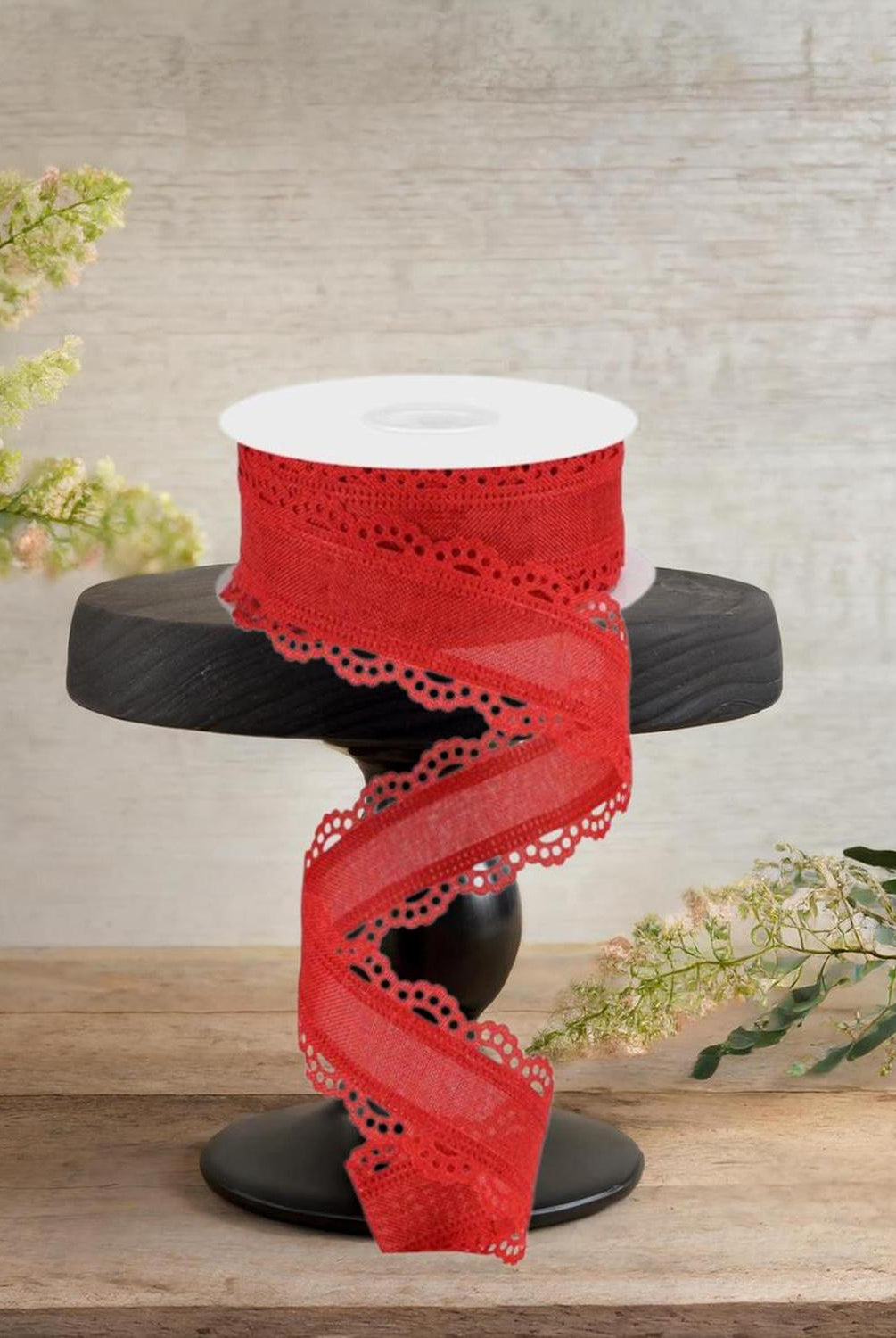 1.5" Scalloped Edge Ribbon: Red (10 Yard)