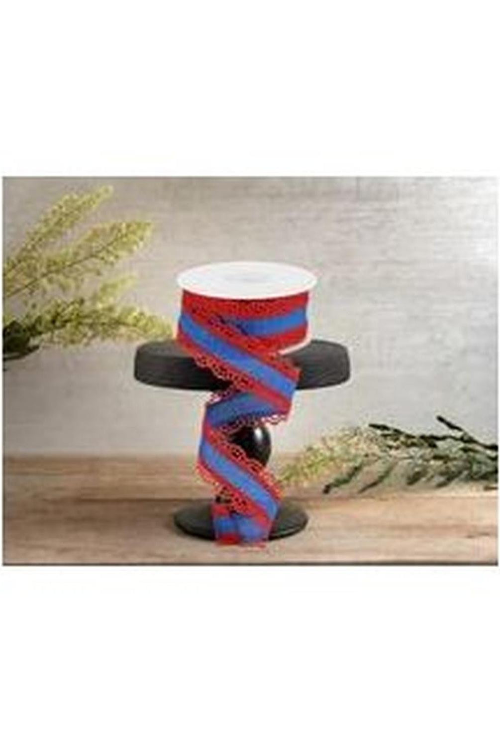 1.5" Scalloped Edge Ribbon: Red and Royal Blue (10 Yard)