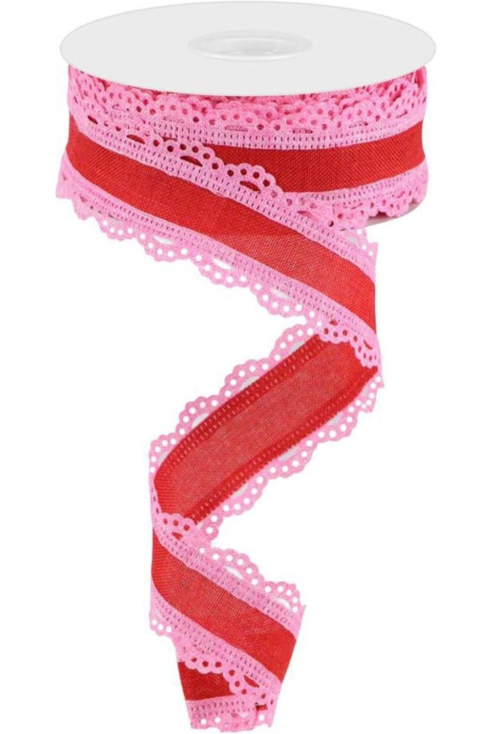 1.5" Scalloped Edge Ribbon: Red/Pink (10 Yard)