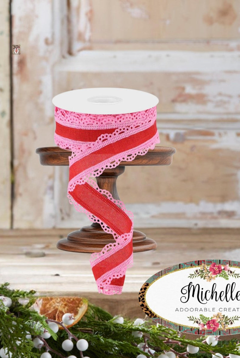 Shop For 1.5" Scalloped Edge Ribbon: Red/Pink (10 Yard)