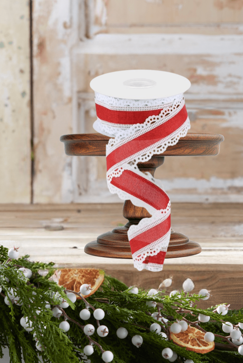 Shop For 1.5" Scalloped Edge Ribbon: Red/White (10 Yard)