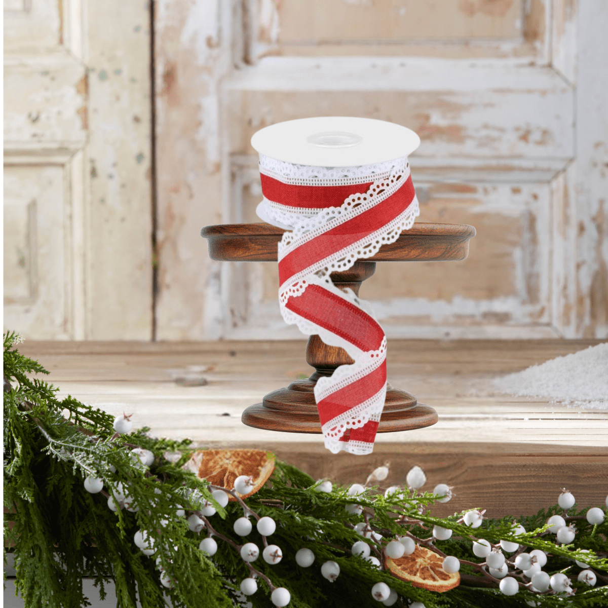 Shop For 1.5" Scalloped Edge Ribbon: Red/White (10 Yard)