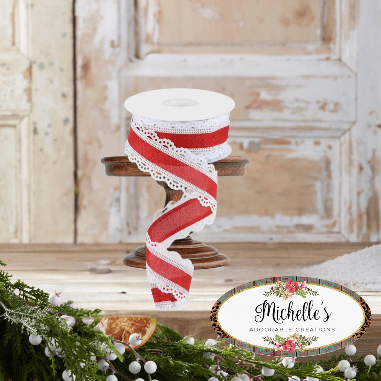 Shop For 1.5" Scalloped Edge Ribbon: Red/White (10 Yard)