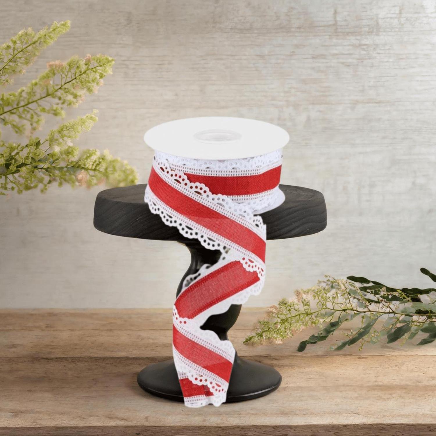 Shop For 1.5" Scalloped Edge Ribbon: Red/White (10 Yard)