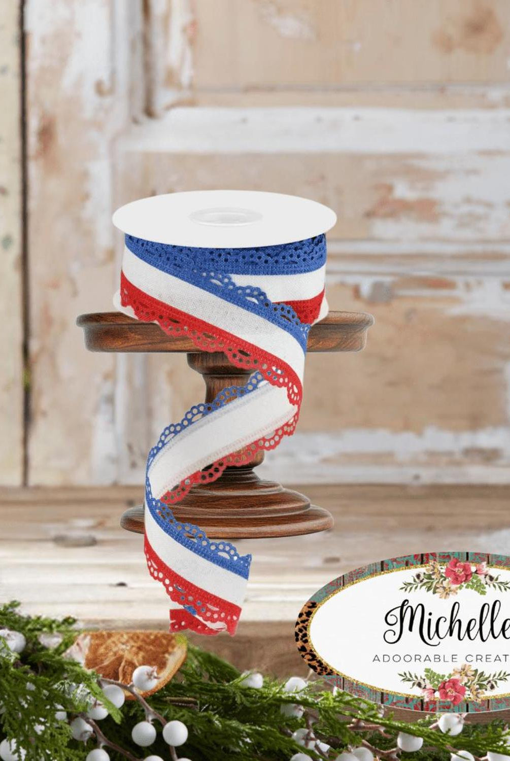 Shop For 1.5" Scalloped Edge Ribbon: RWB (10 Yard)
