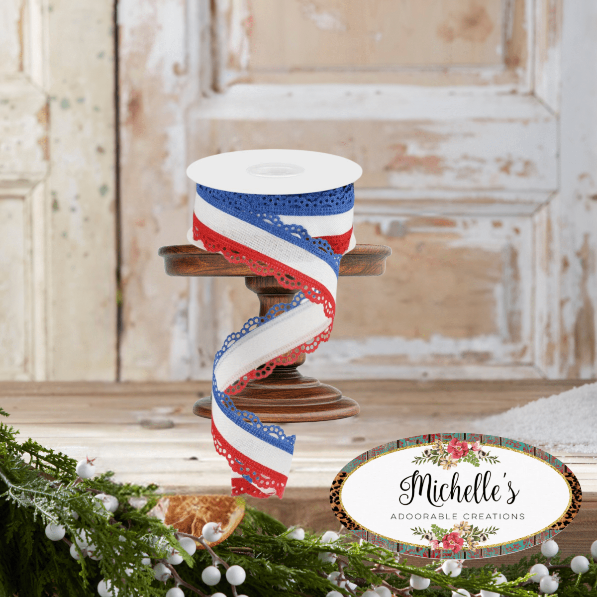 Shop For 1.5" Scalloped Edge Ribbon: RWB (10 Yard)