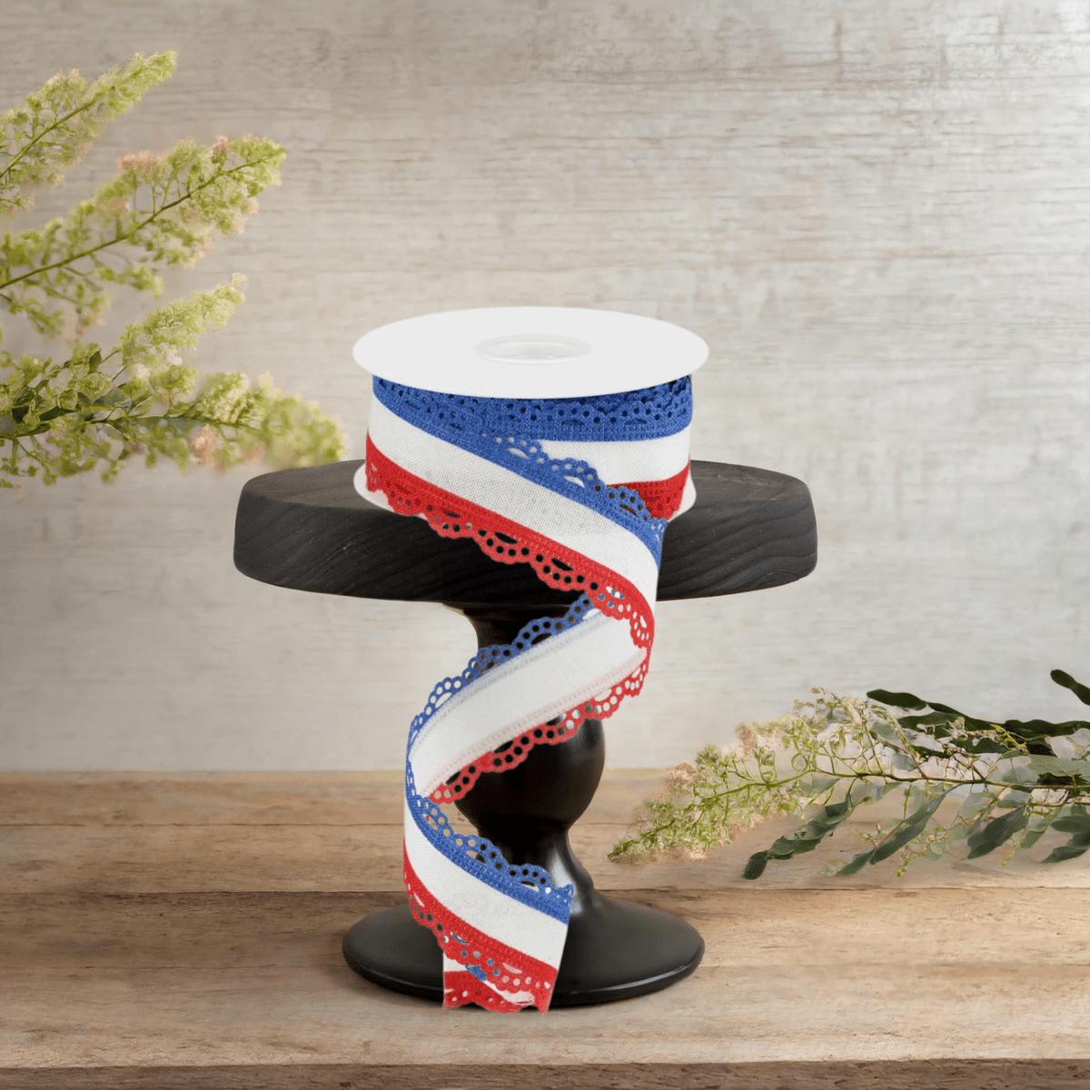 Shop For 1.5" Scalloped Edge Ribbon: RWB (10 Yard)