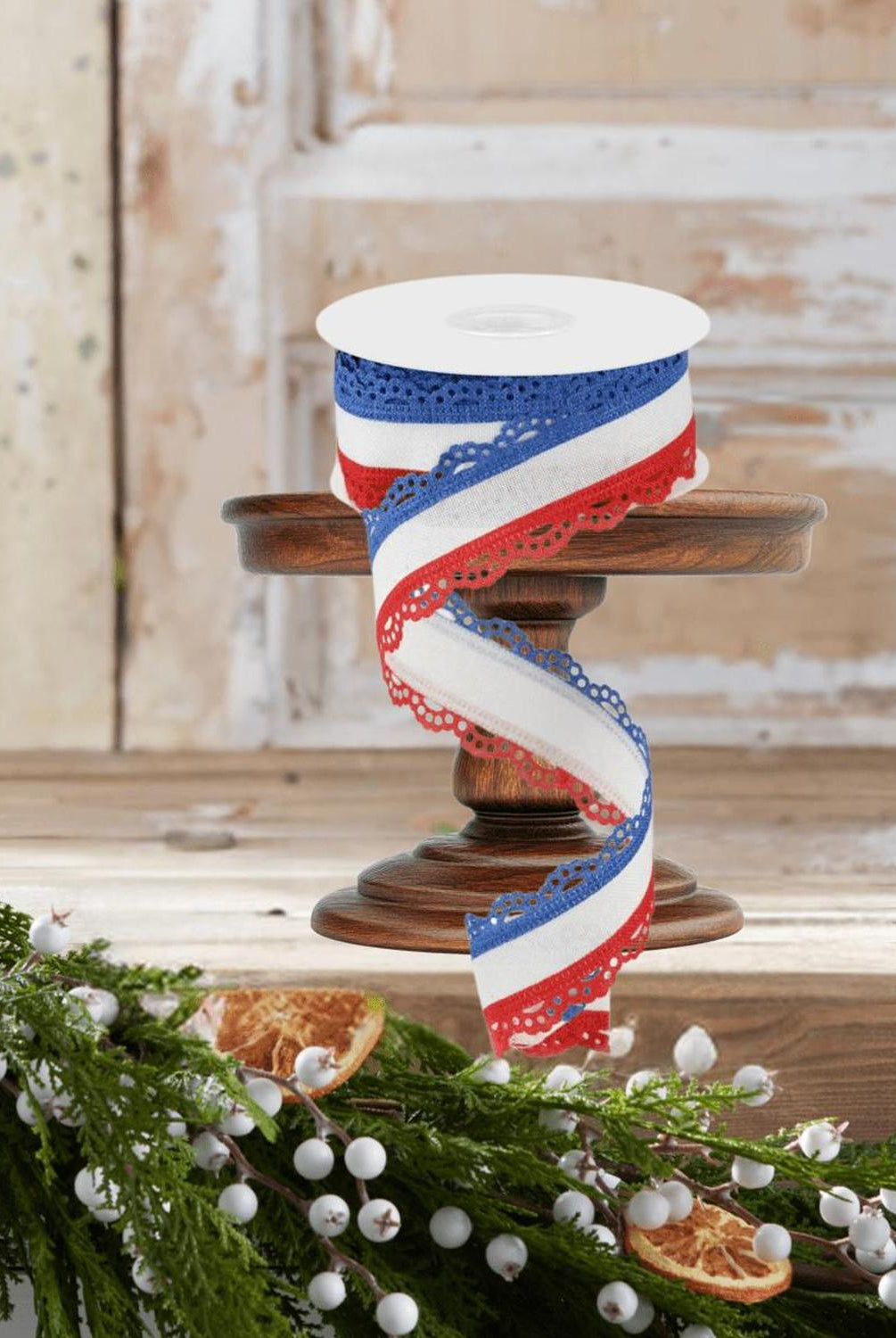 Shop For 1.5" Scalloped Edge Ribbon: RWB (10 Yard)