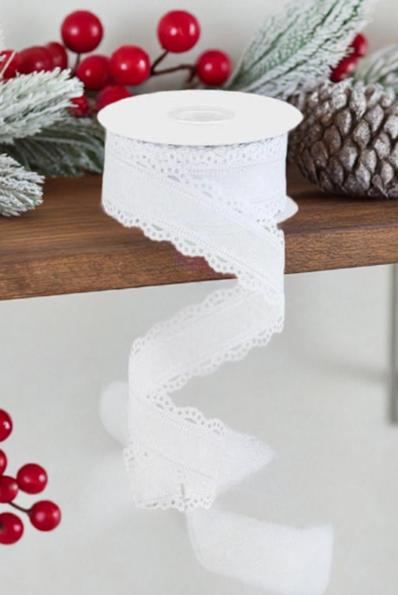 Shop For 1.5" Scalloped Edge Ribbon: White (10 Yard) at Michelle's aDOORable Creations