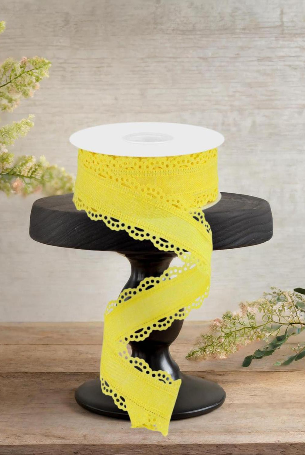 1.5" Scalloped Edge Ribbon: Yellow (10 Yard)