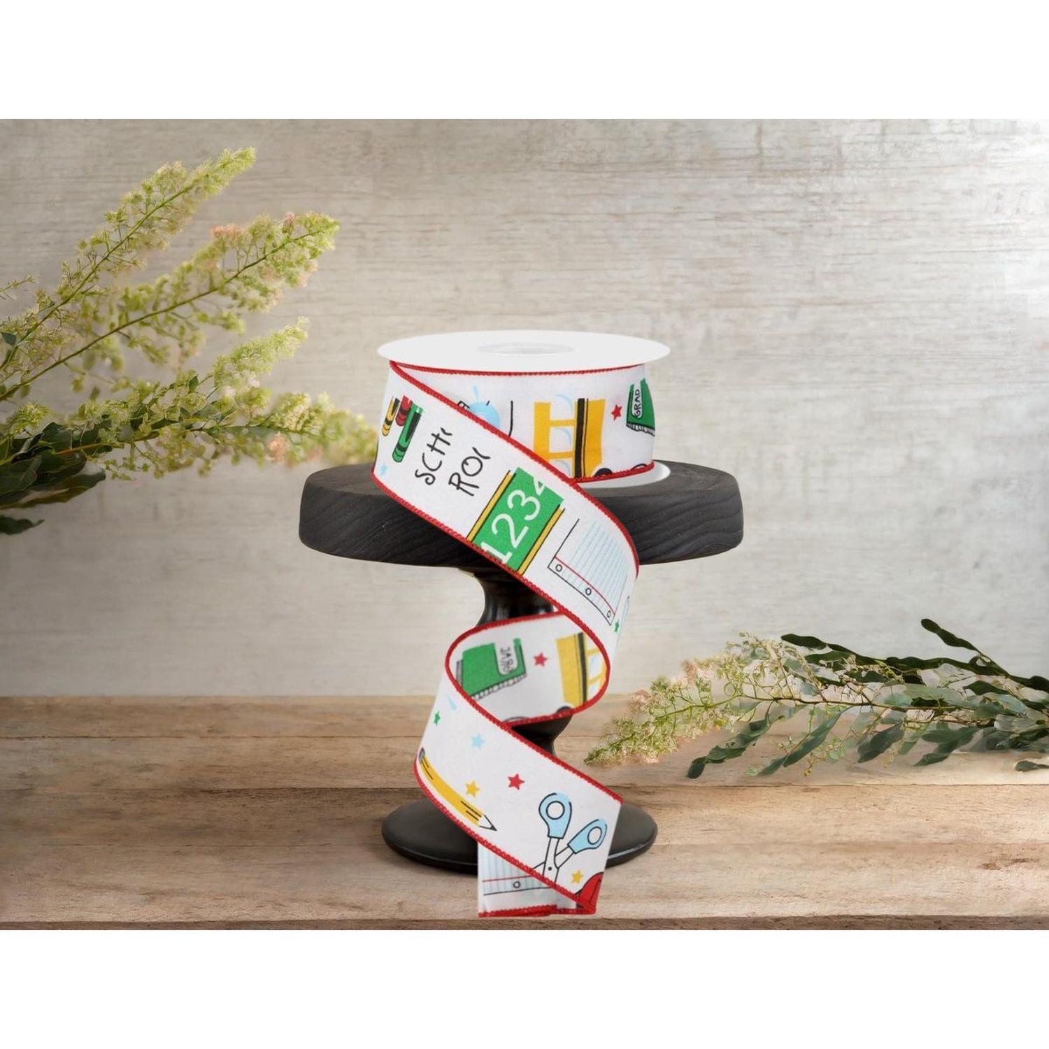 Shop For 1.5" School Rocks Ribbon: White (10 Yards) at Michelle's aDOORable Creations