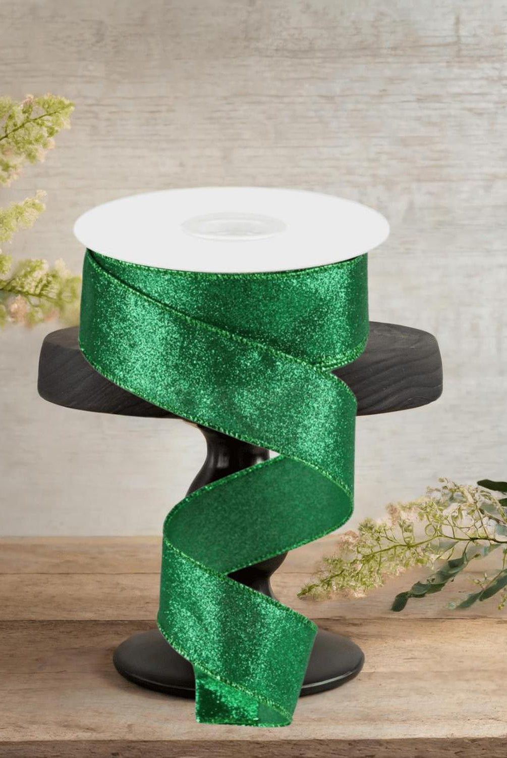 Shop For 1.5" Shimmer Glitter Ribbon: Emerald Green (10 Yards)