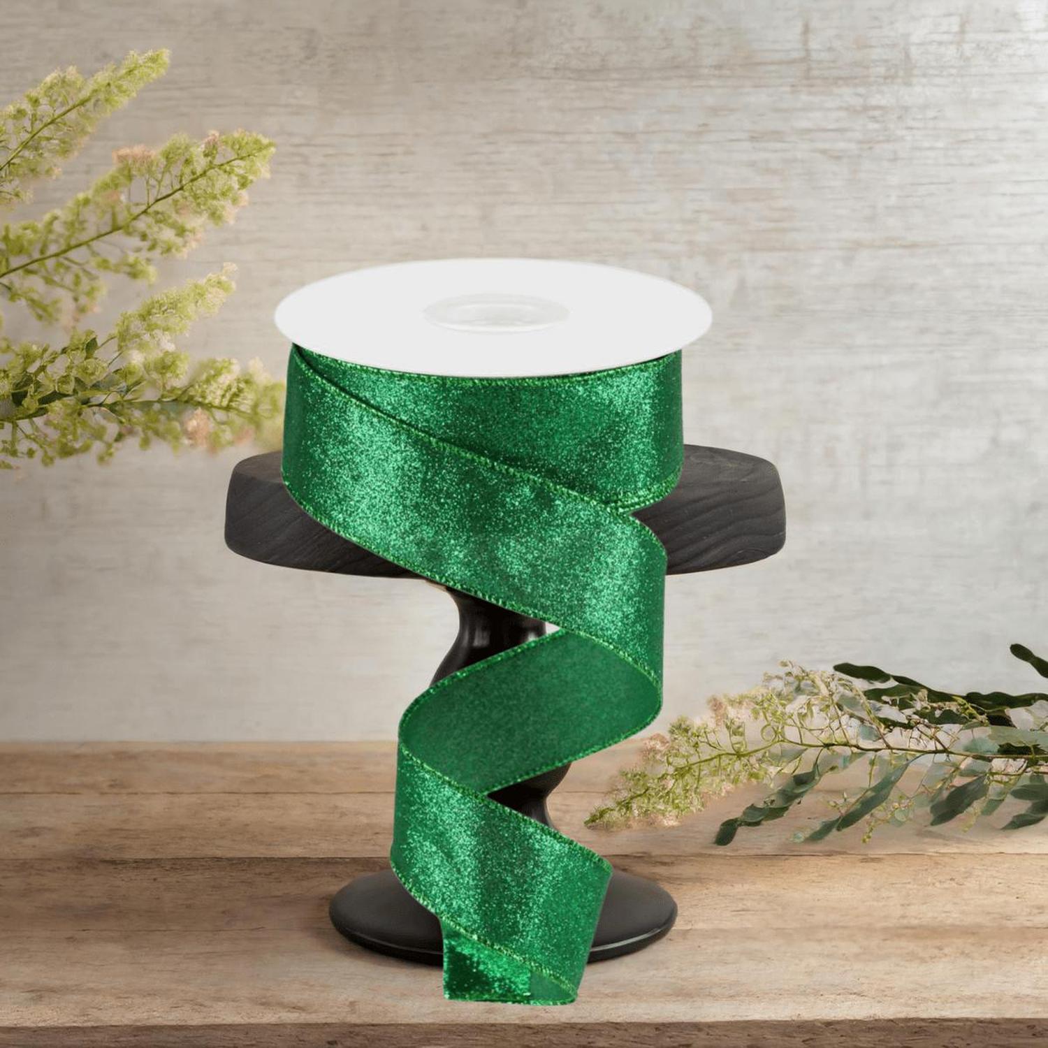 Shop For 1.5" Shimmer Glitter Ribbon: Emerald Green (10 Yards)