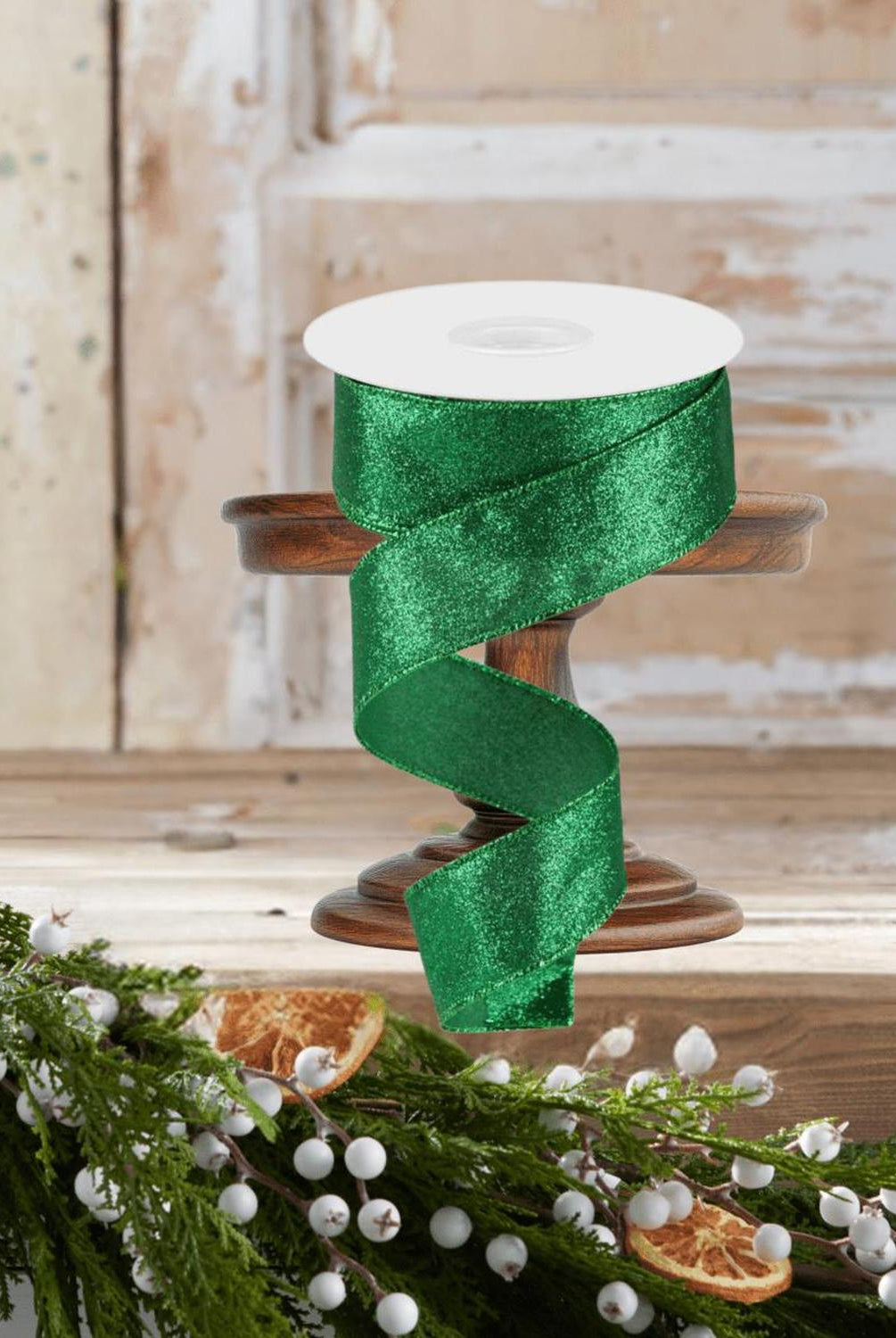 Shop For 1.5" Shimmer Glitter Ribbon: Emerald Green (10 Yards)