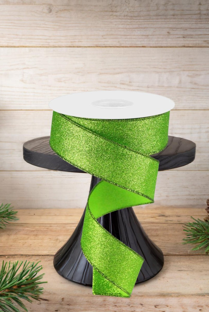 Shop For 1.5" Shimmer Glitter Ribbon: Lime Green (10 Yards)
