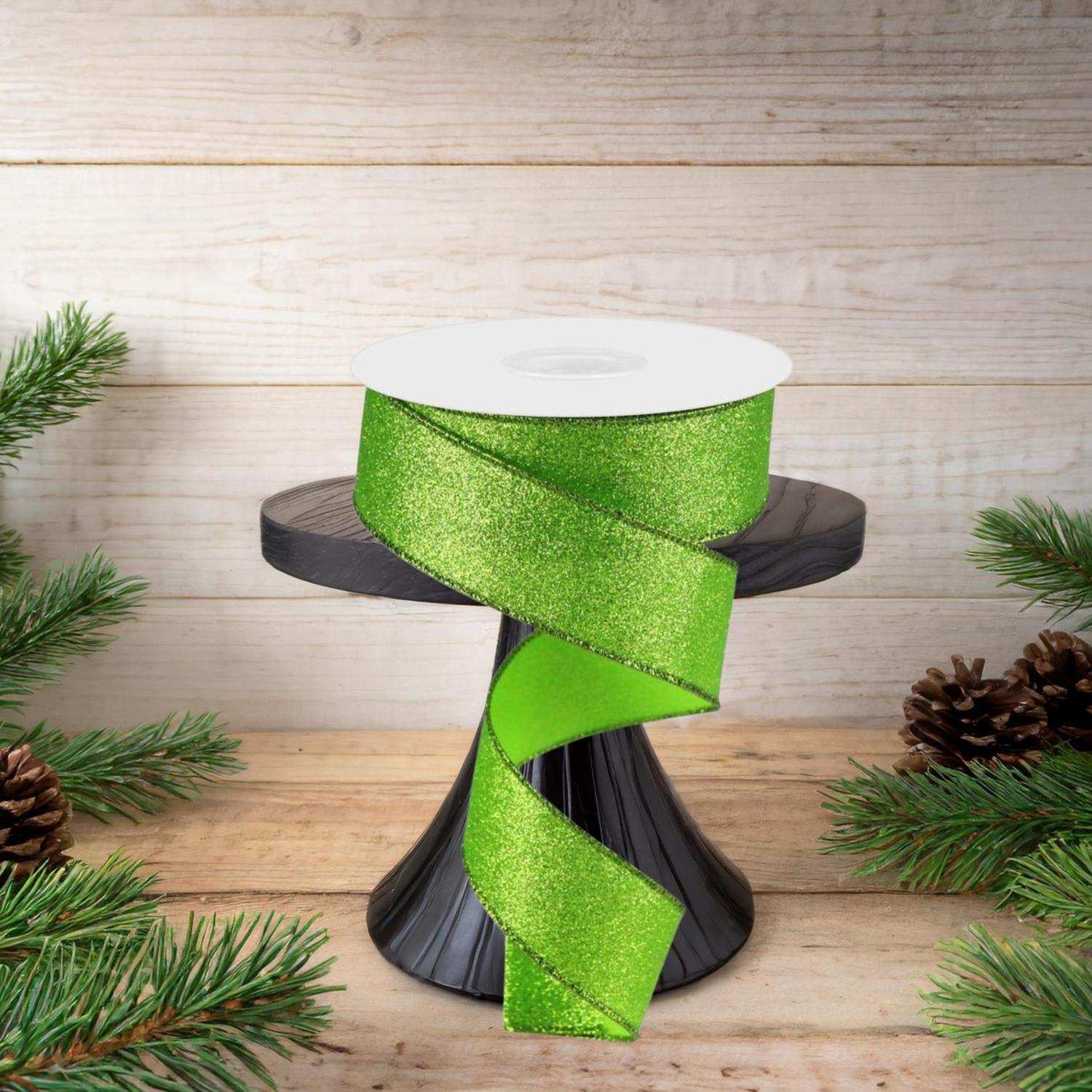 Shop For 1.5" Shimmer Glitter Ribbon: Lime Green (10 Yards)