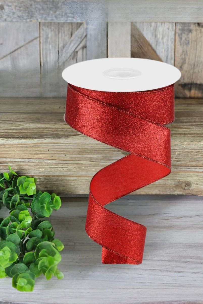 Shop For 1.5" Shimmer Glitter Ribbon: Red (10 Yards) at Michelle's aDOORable Creations