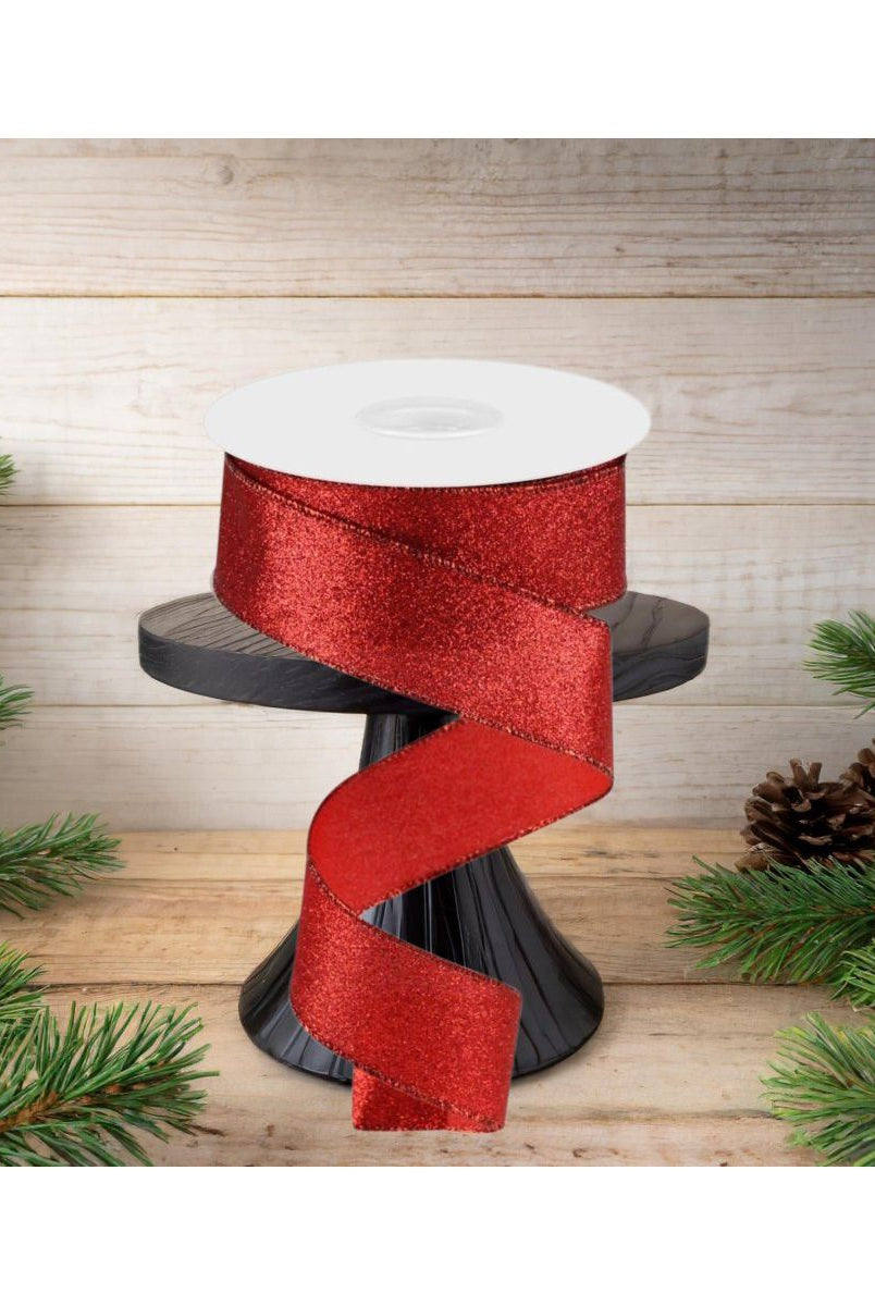 Shop For 1.5" Shimmer Glitter Ribbon: Red (10 Yards) at Michelle's aDOORable Creations