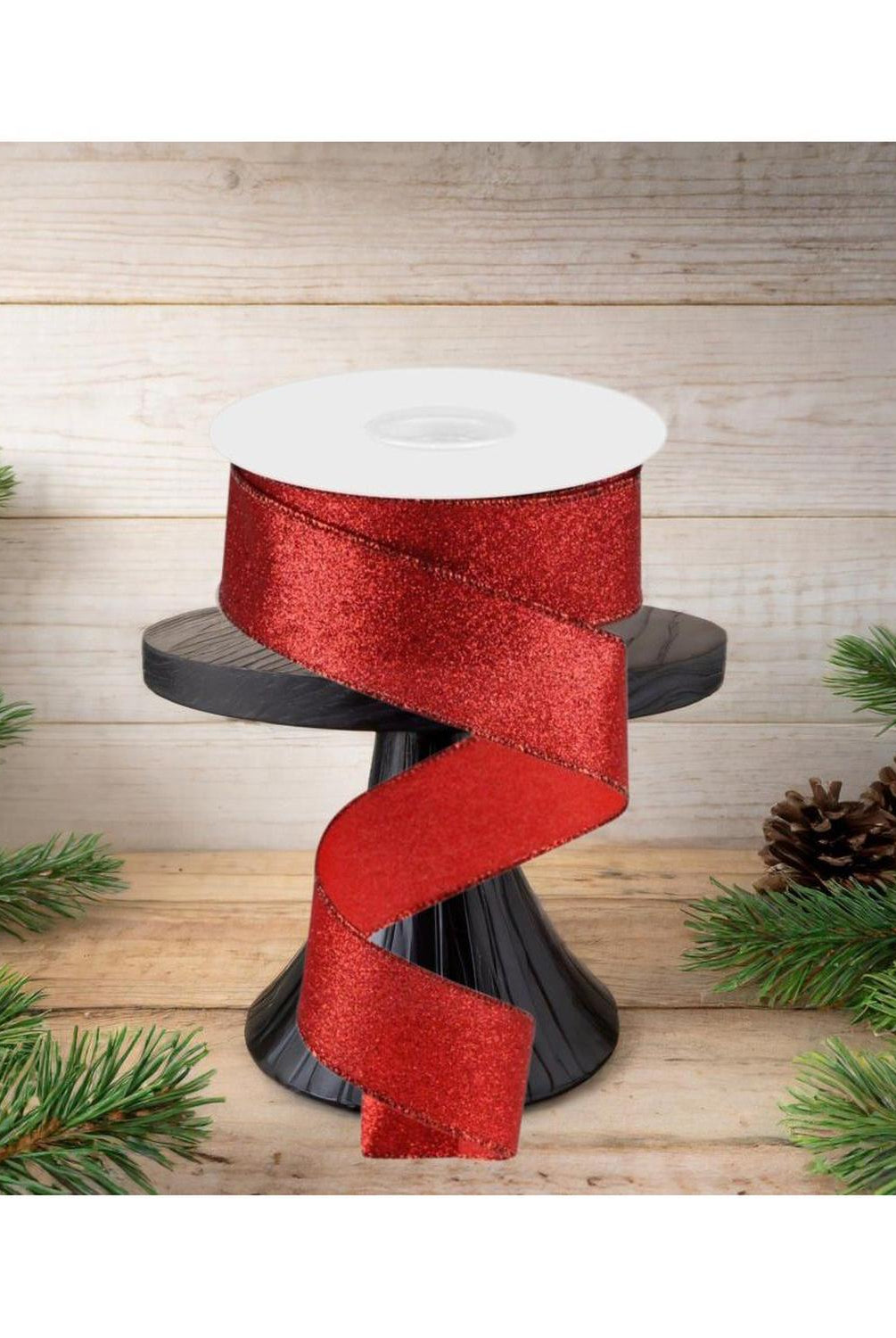 1.5" Shimmer Glitter Ribbon: Red (10 Yards)