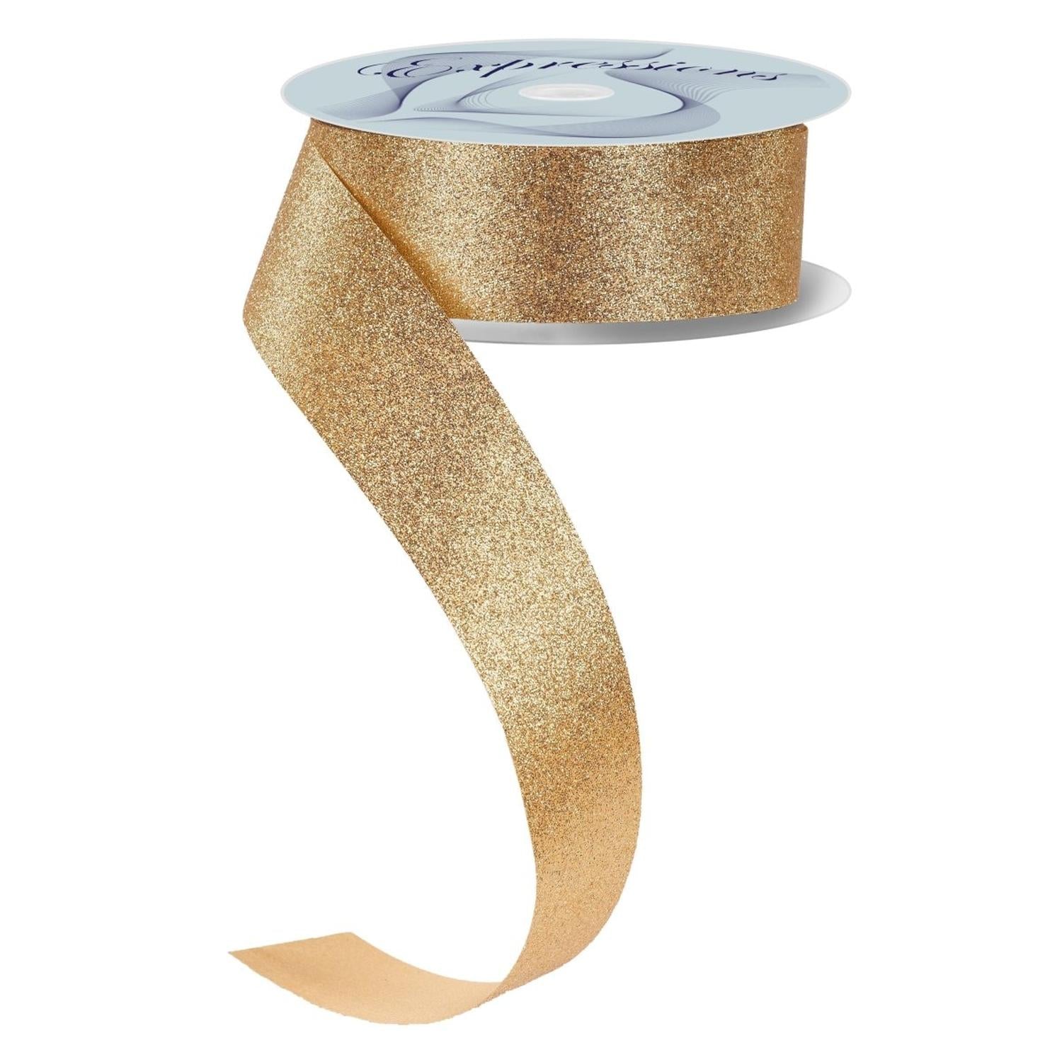 Shop For 1.5" Shimmer Glitter Satin Ribbon: Gold (25 Yards)