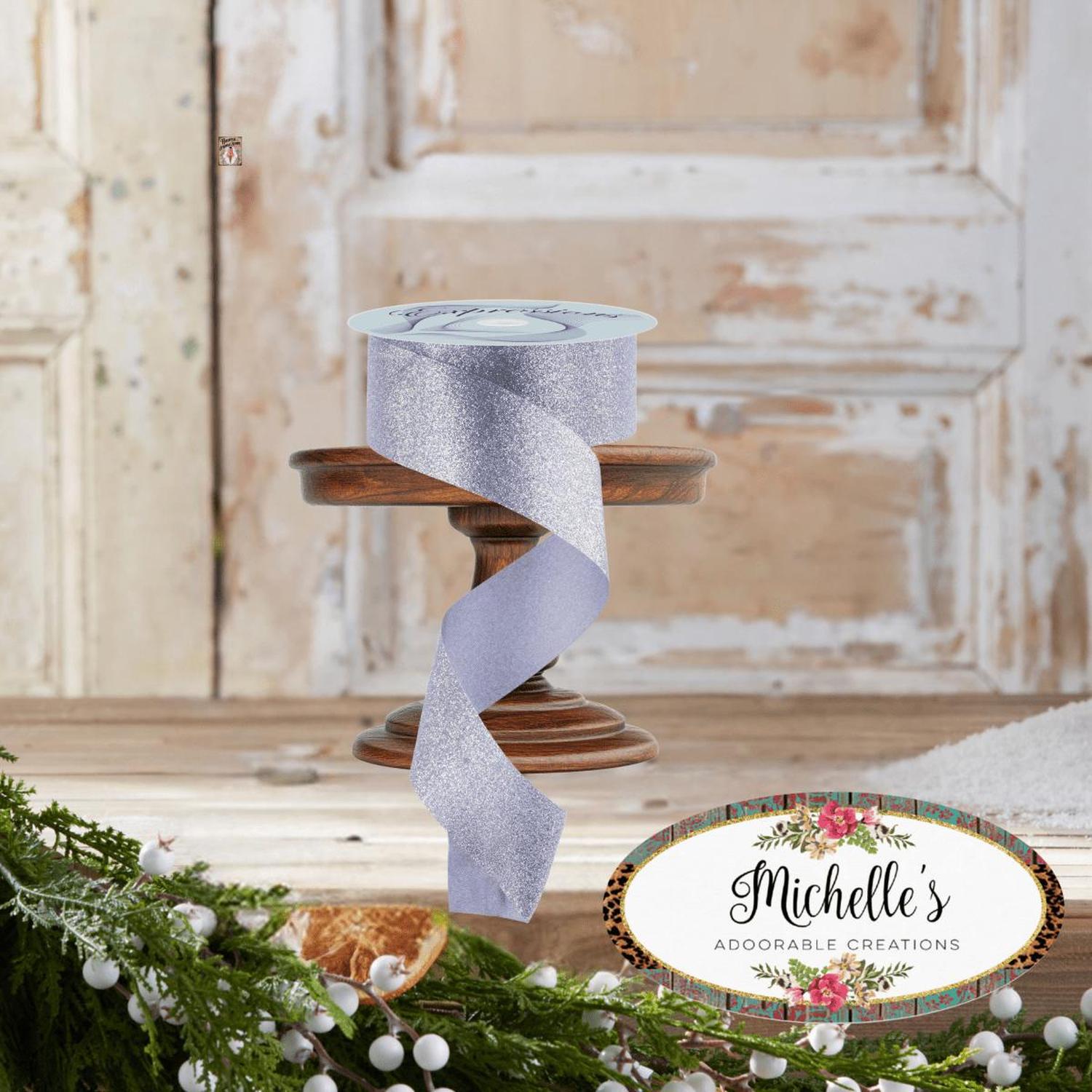 Shop For 1.5" Shimmer Glitter Satin Ribbon: Silver (25 Yards)