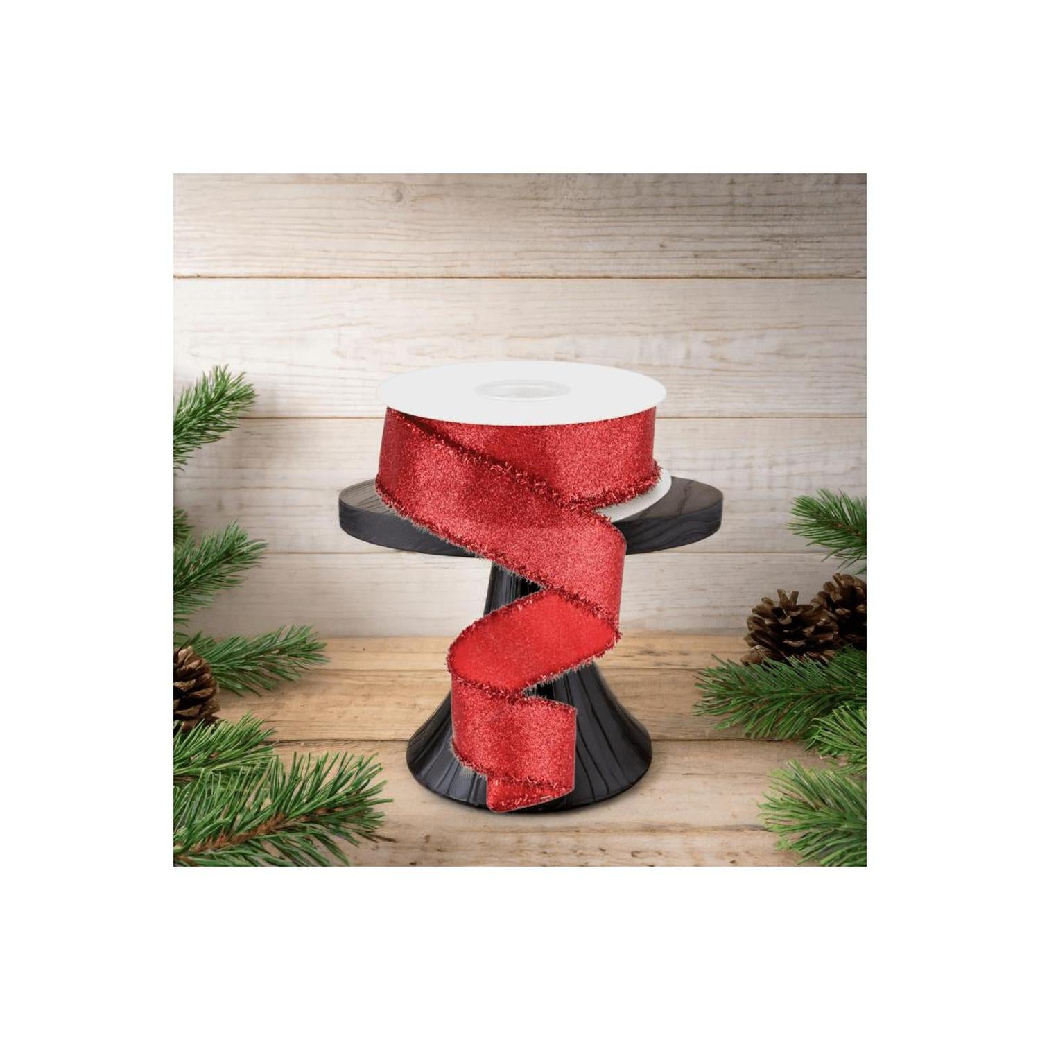 Shop For 1.5" Shimmer Glitter Tinsel Ribbon: Red (10 Yards)