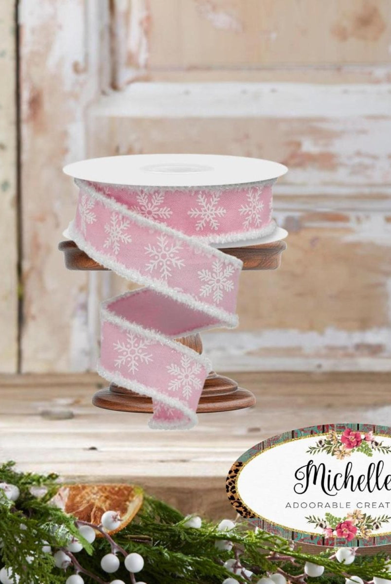 Shop For 1.5" Snowflake Drift Edge Ribbon: Pink (10 Yards)