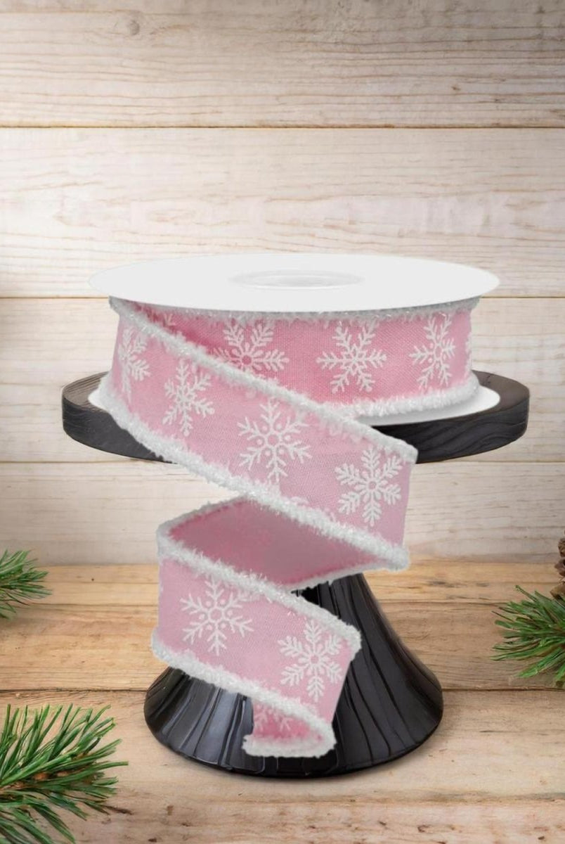 Shop For 1.5" Snowflake Drift Edge Ribbon: Pink (10 Yards)