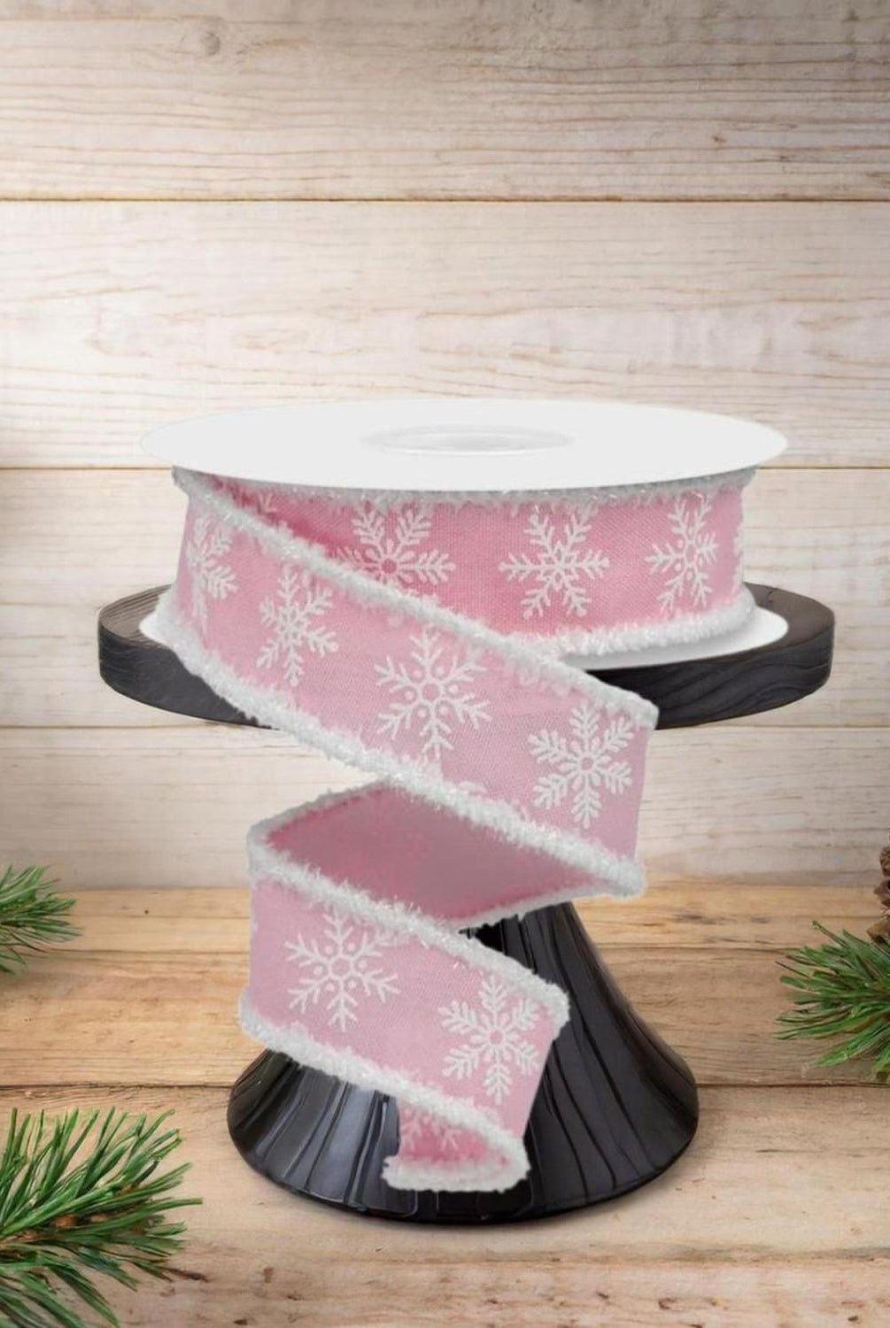 Shop For 1.5" Snowflake Drift Edge Ribbon: Pink (10 Yards)
