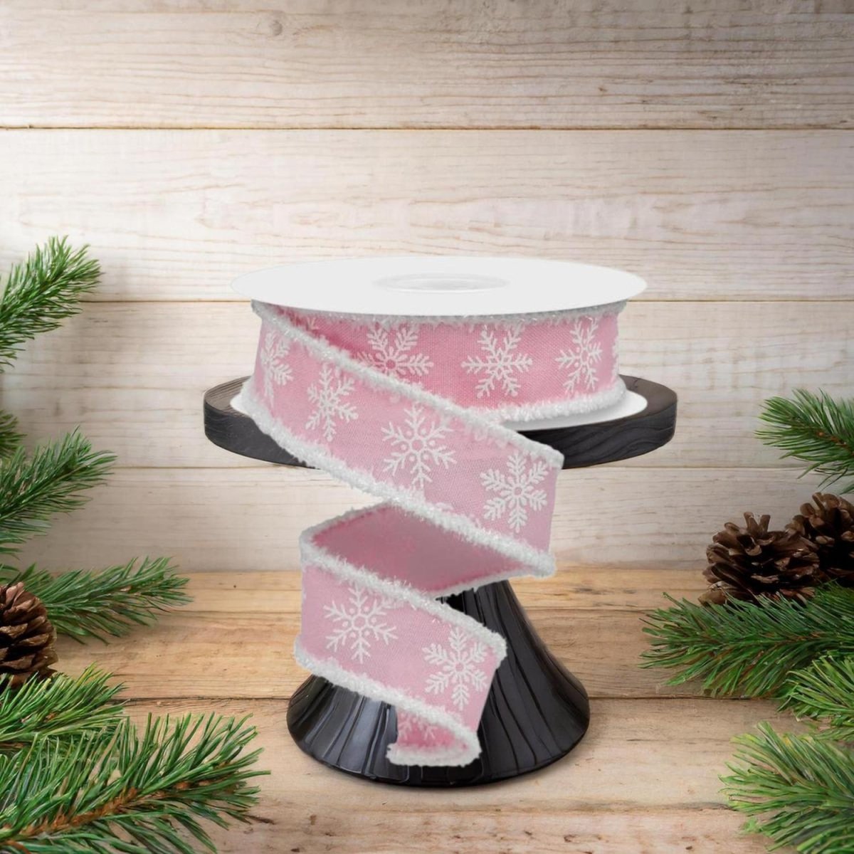 Shop For 1.5" Snowflake Drift Edge Ribbon: Pink (10 Yards)