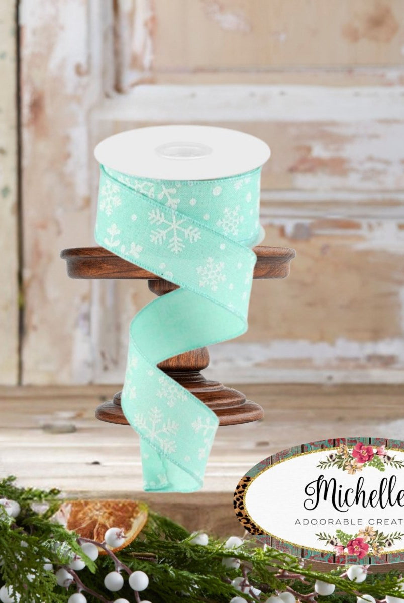 Shop For 1.5" Snowflake Ribbon: Mint Green (10 Yards)
