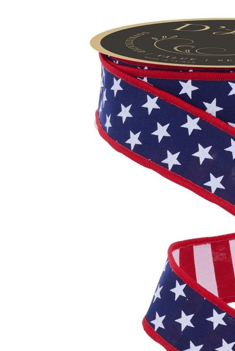 Shop For 1.5 Stars and Stripes Fused Back Ribbon: Navy Blue (10 Yards)
