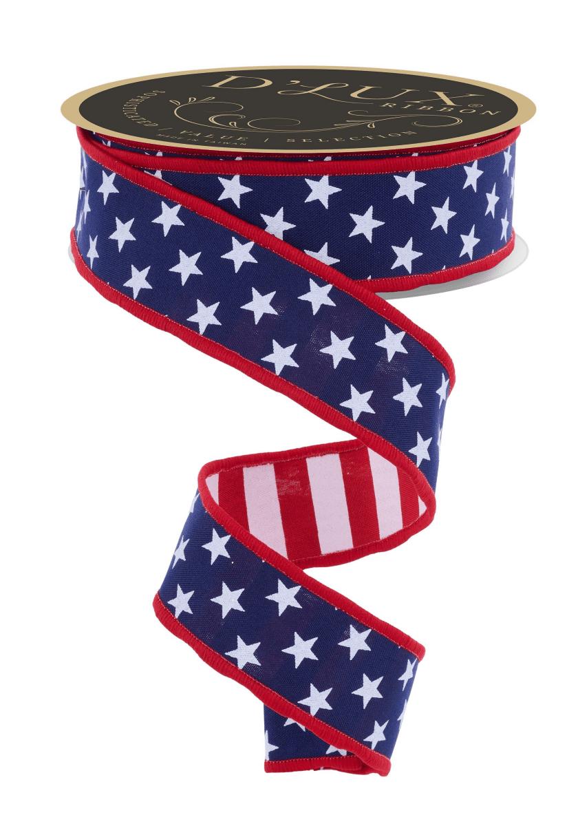 Shop For 1.5 Stars and Stripes Fused Back Ribbon: Navy Blue (10 Yards)