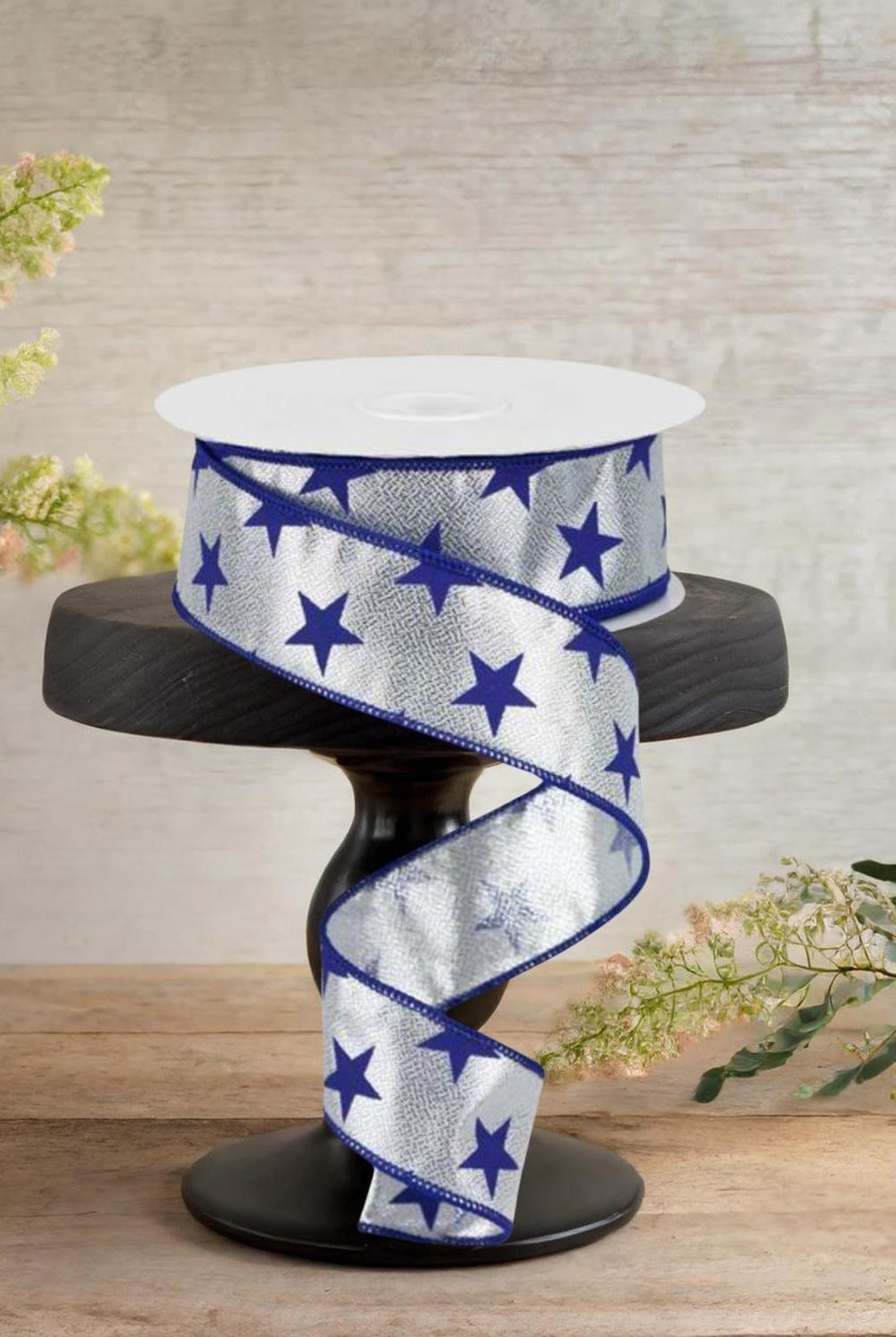 Shop For 1.5" Stars on Metallic Ribbon: Silver (10 Yards)