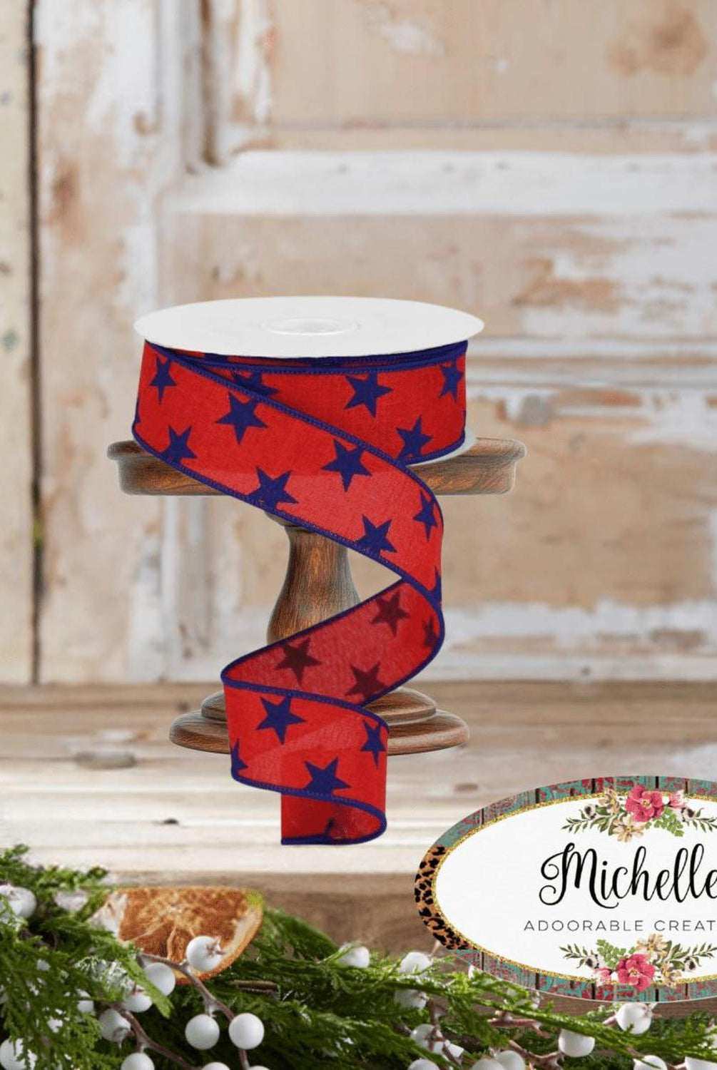 Shop For 1.5" Stars on Royal Ribbon: Red (10 Yards)