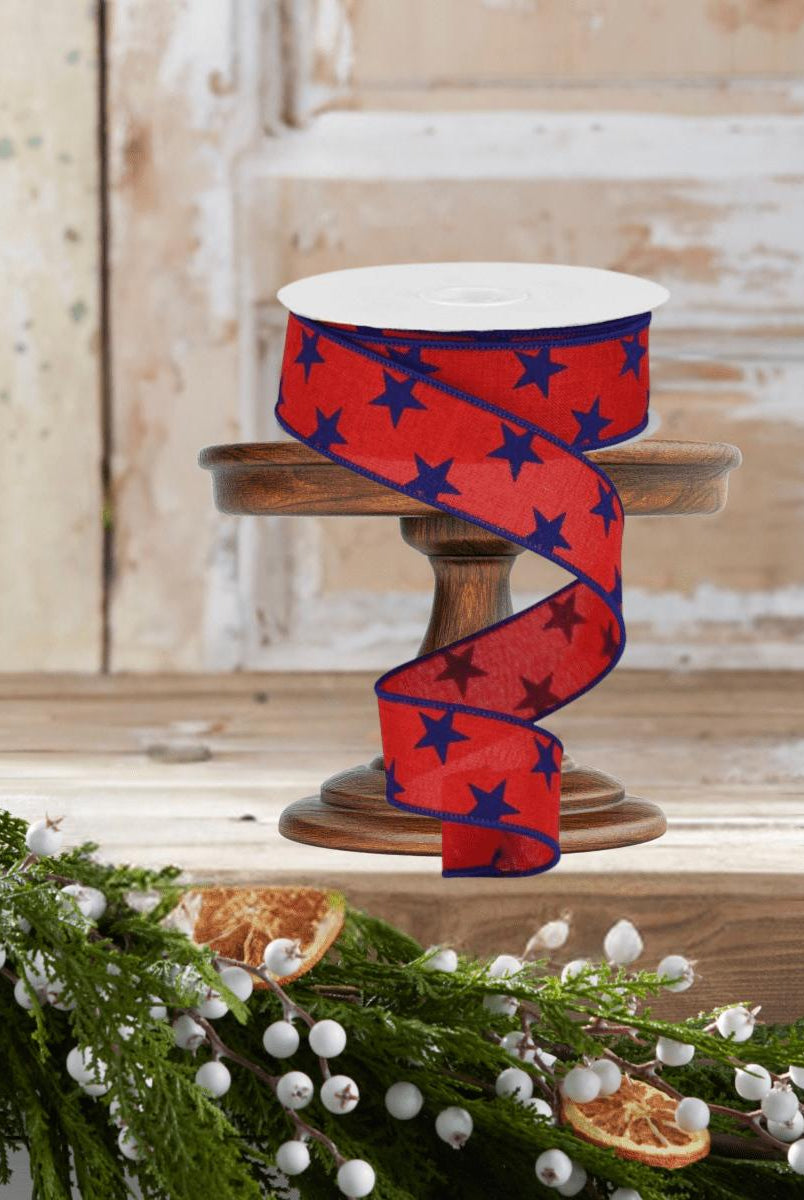 Shop For 1.5" Stars on Royal Ribbon: Red (10 Yards)